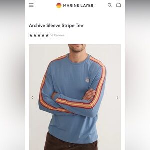 Marine Layer Archive Sleeve Stripe Tee Long Sleeve Men’s Medium Retro Rare